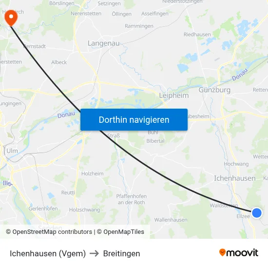 Ichenhausen (Vgem) to Breitingen map