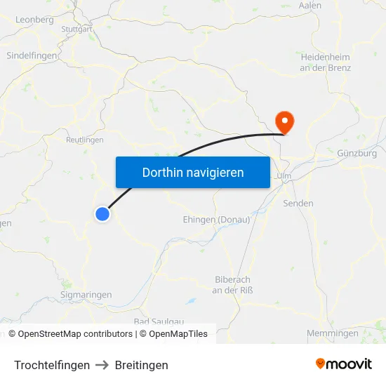 Trochtelfingen to Breitingen map