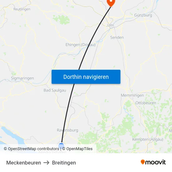 Meckenbeuren to Breitingen map