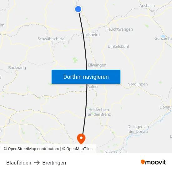 Blaufelden to Breitingen map
