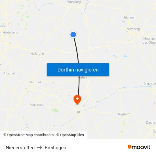 Niederstetten to Breitingen map