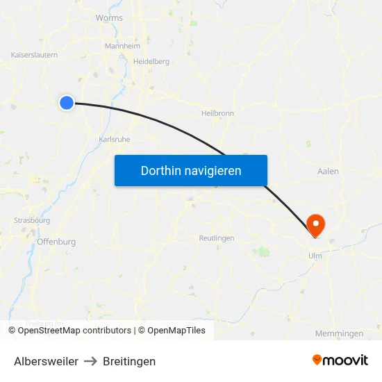 Albersweiler to Breitingen map