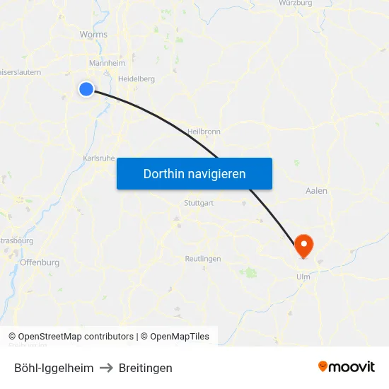 Böhl-Iggelheim to Breitingen map