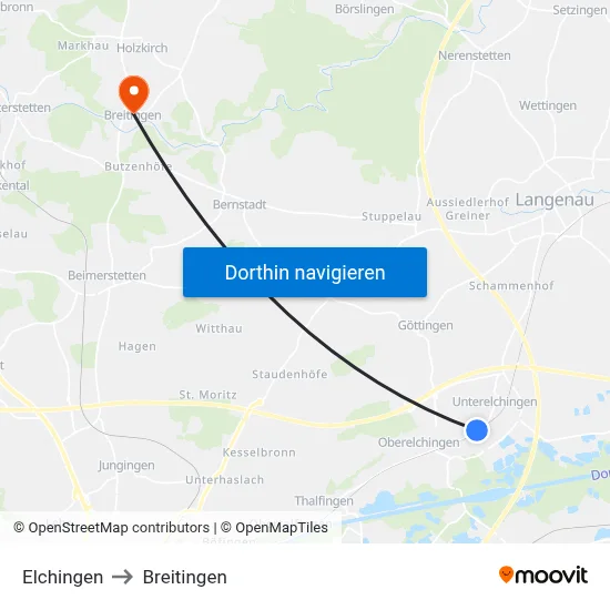 Elchingen to Breitingen map