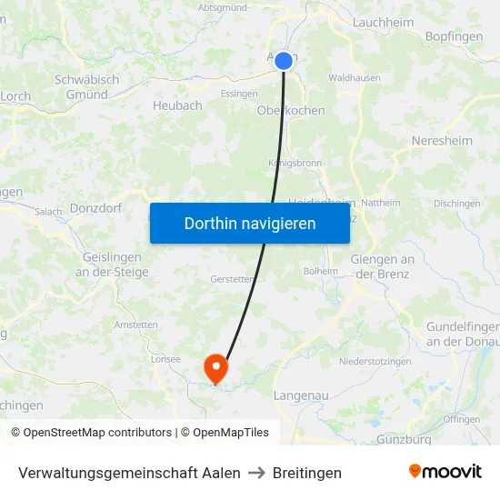 Verwaltungsgemeinschaft Aalen to Breitingen map