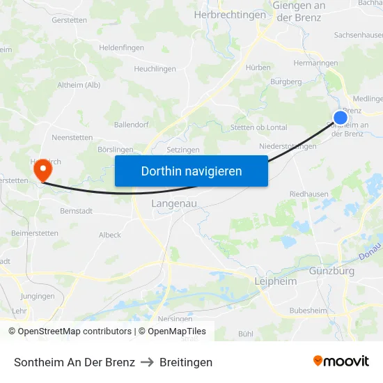 Sontheim An Der Brenz to Breitingen map