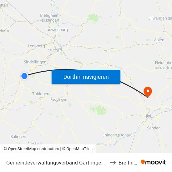 Gemeindeverwaltungsverband Gärtringen/Ehningen to Breitingen map