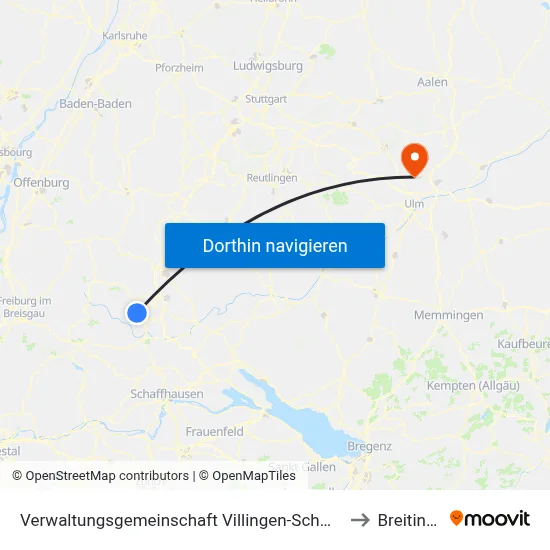 Verwaltungsgemeinschaft Villingen-Schwenningen to Breitingen map