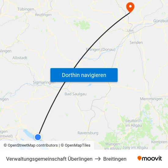 Verwaltungsgemeinschaft Überlingen to Breitingen map