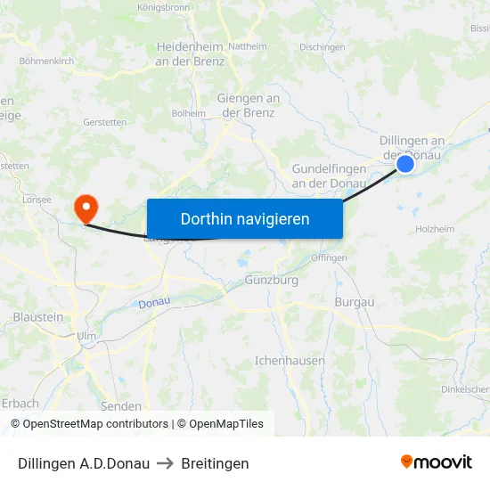 Dillingen A.D.Donau to Breitingen map