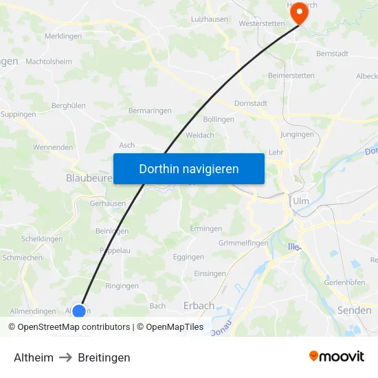 Altheim to Breitingen map