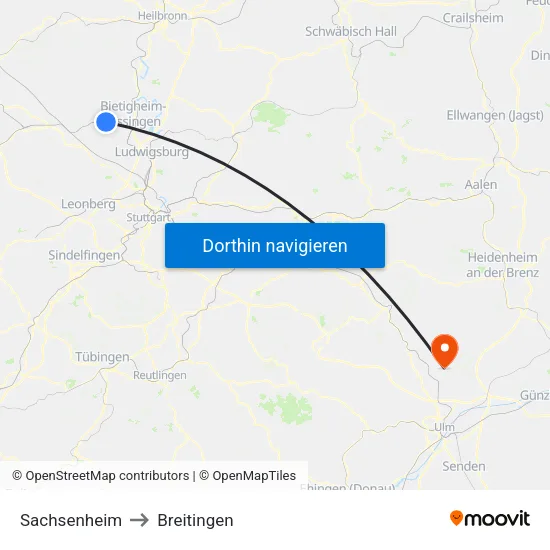 Sachsenheim to Breitingen map