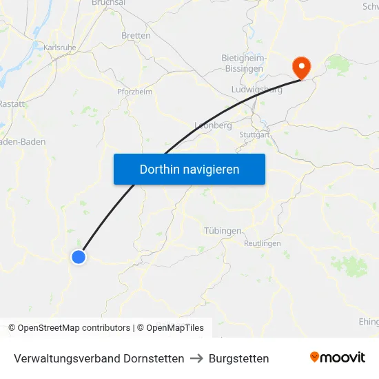 Verwaltungsverband Dornstetten to Burgstetten map