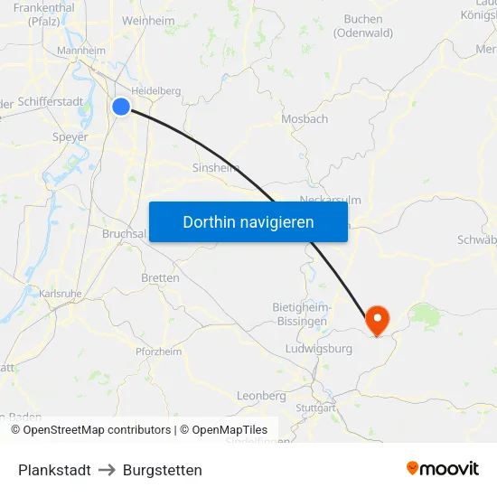 Plankstadt to Burgstetten map