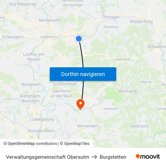 Verwaltungsgemeinschaft Obersulm to Burgstetten map