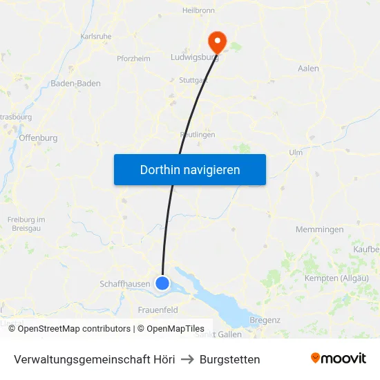 Verwaltungsgemeinschaft Höri to Burgstetten map