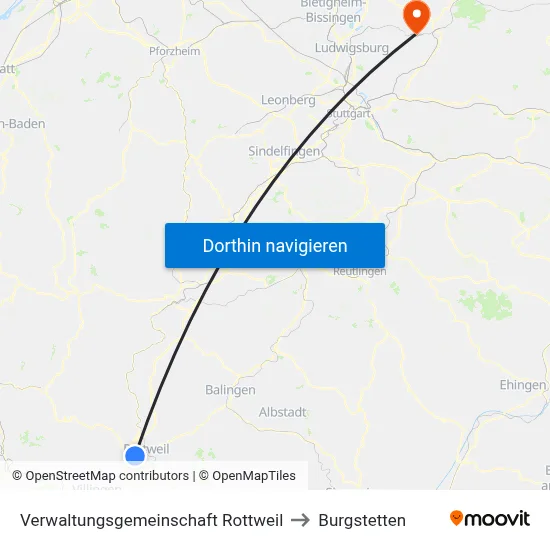 Verwaltungsgemeinschaft Rottweil to Burgstetten map