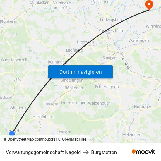 Verwaltungsgemeinschaft Nagold to Burgstetten map
