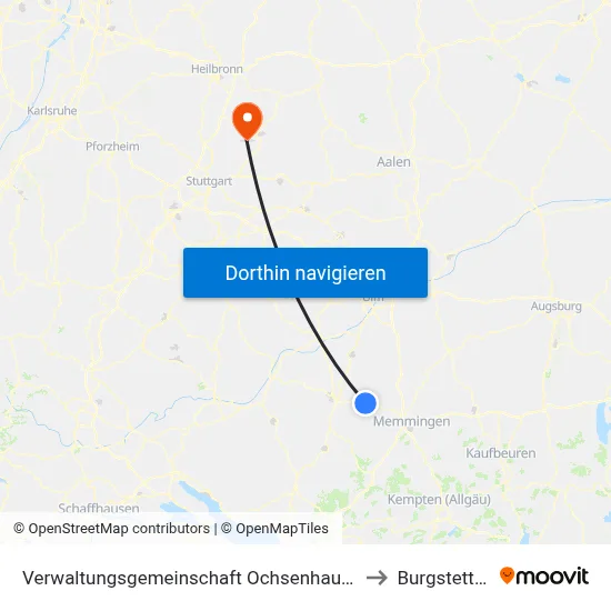 Verwaltungsgemeinschaft Ochsenhausen to Burgstetten map
