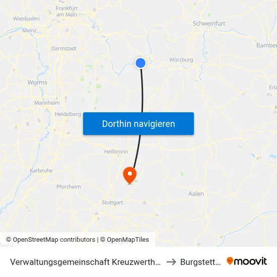 Verwaltungsgemeinschaft Kreuzwertheim to Burgstetten map