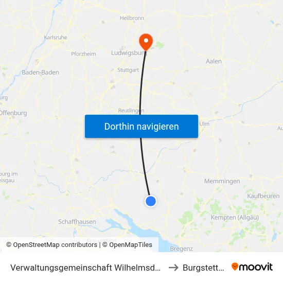 Verwaltungsgemeinschaft Wilhelmsdorf to Burgstetten map