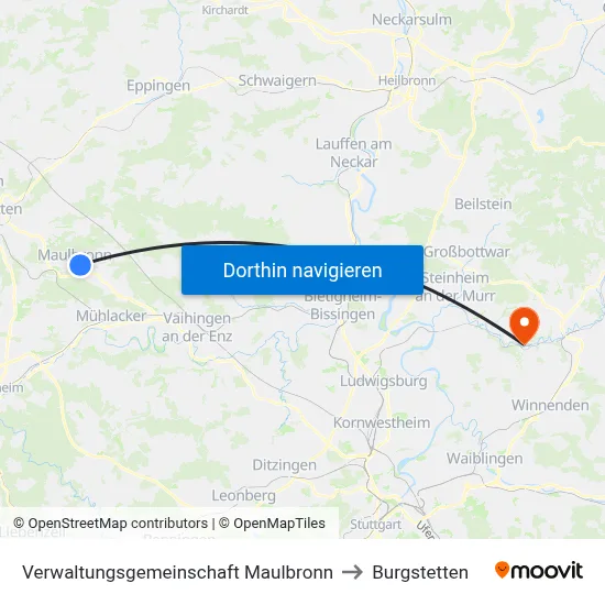 Verwaltungsgemeinschaft Maulbronn to Burgstetten map