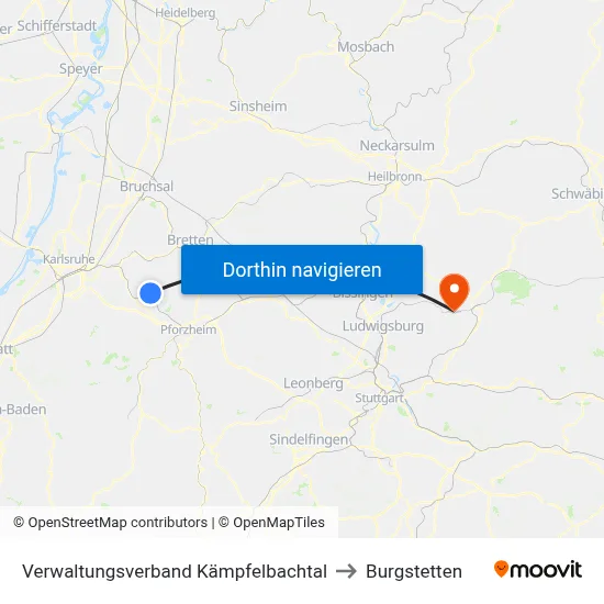 Verwaltungsverband Kämpfelbachtal to Burgstetten map