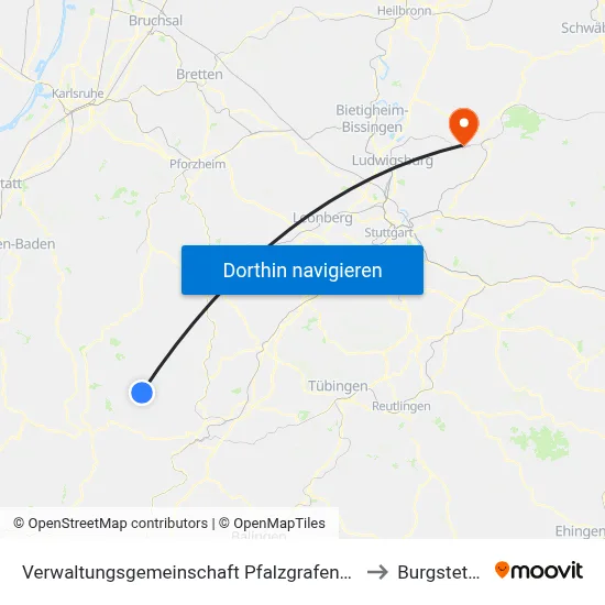 Verwaltungsgemeinschaft Pfalzgrafenweiler to Burgstetten map