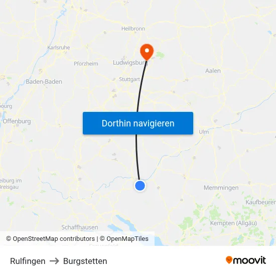 Rulfingen to Burgstetten map