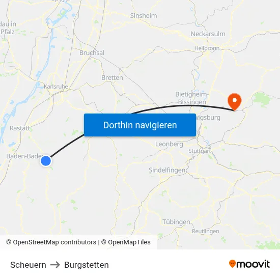 Scheuern to Burgstetten map