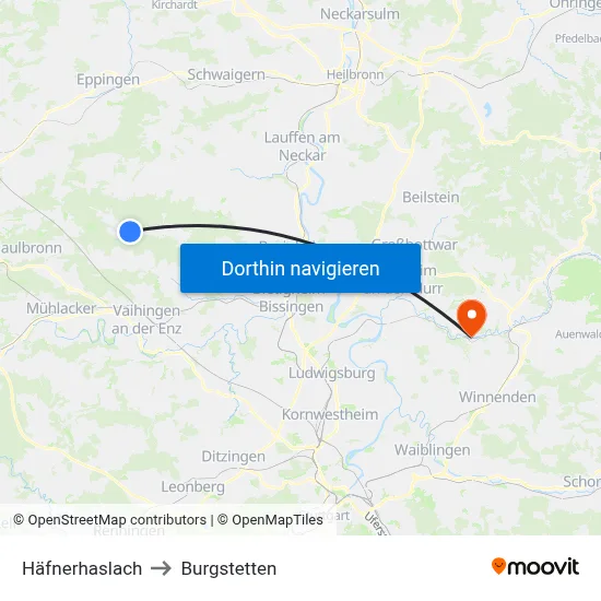 Häfnerhaslach to Burgstetten map