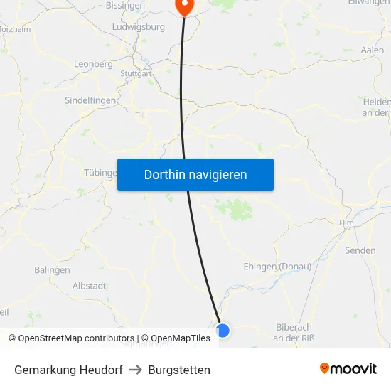 Gemarkung Heudorf to Burgstetten map