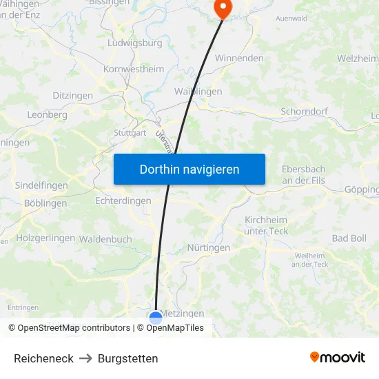 Reicheneck to Burgstetten map
