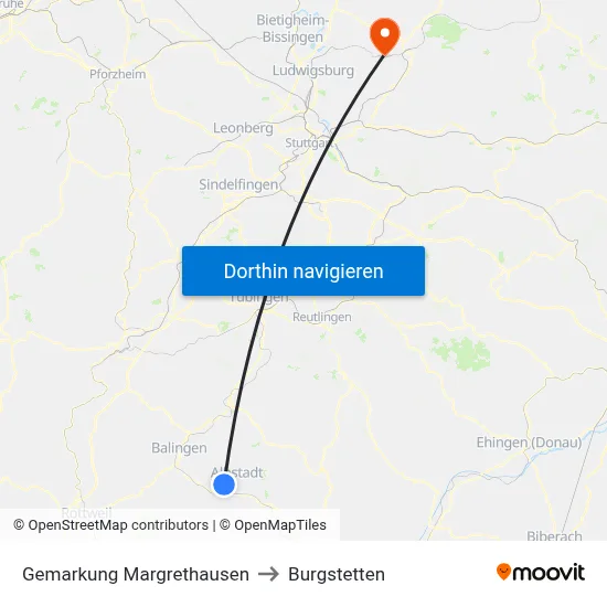 Gemarkung Margrethausen to Burgstetten map