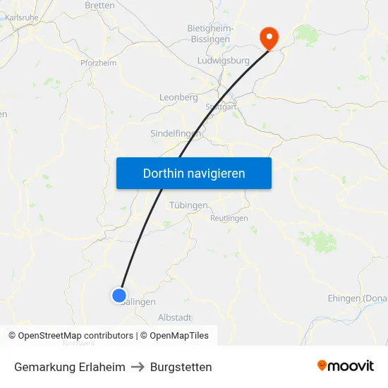 Gemarkung Erlaheim to Burgstetten map