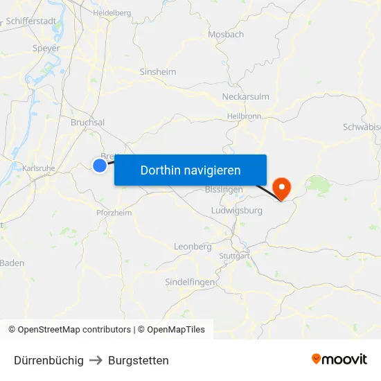 Dürrenbüchig to Burgstetten map