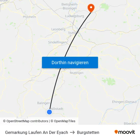 Gemarkung Laufen An Der Eyach to Burgstetten map