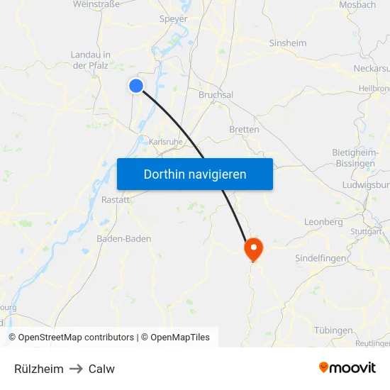 Rülzheim to Calw map