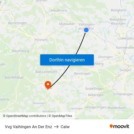 Vvg Vaihingen An Der Enz to Calw map