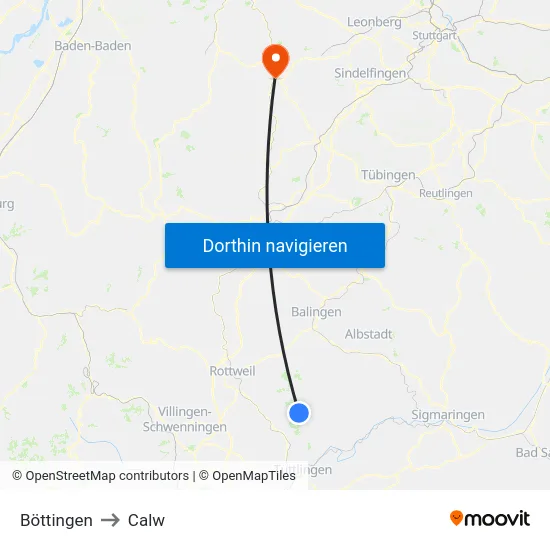 Böttingen to Calw map