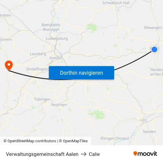Verwaltungsgemeinschaft Aalen to Calw map