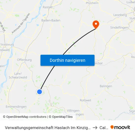 Verwaltungsgemeinschaft Haslach Im Kinzigtal to Calw map