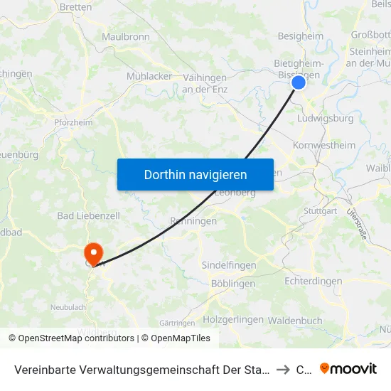 Vereinbarte Verwaltungsgemeinschaft Der Stadt Bietigheim-Bissingen to Calw map