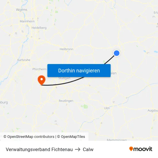 Verwaltungsverband Fichtenau to Calw map