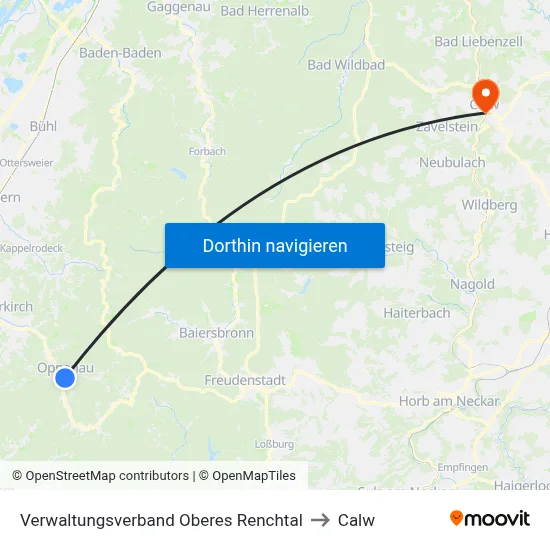 Verwaltungsverband Oberes Renchtal to Calw map