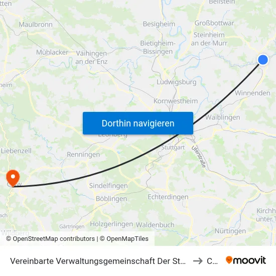 Vereinbarte Verwaltungsgemeinschaft Der Stadt Backnang to Calw map