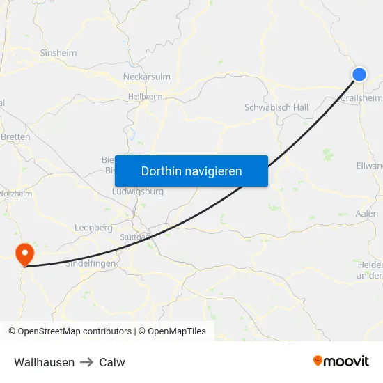Wallhausen to Calw map