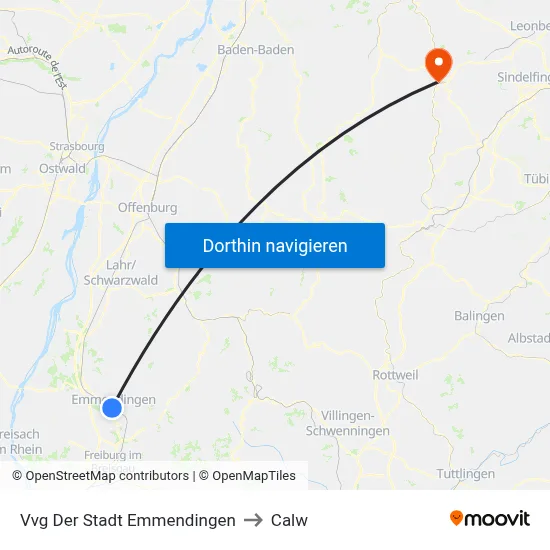Vvg Der Stadt Emmendingen to Calw map