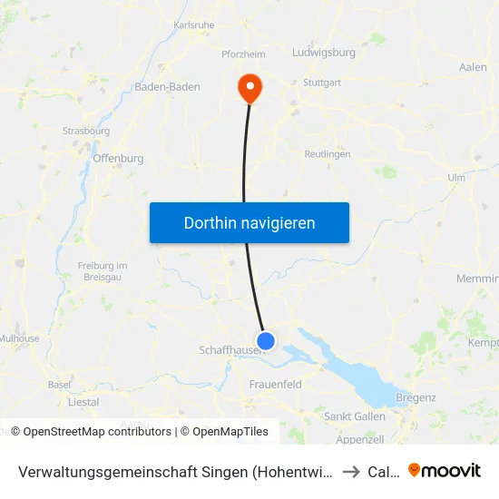Verwaltungsgemeinschaft Singen (Hohentwiel) to Calw map