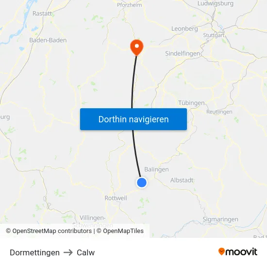 Dormettingen to Calw map